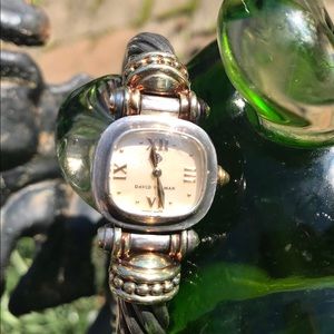 David Yurman Sterling Silver Gold Trim Watch EUC